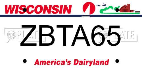 ZBTA65 Wisconsin License Plate