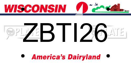 ZBTI26 Wisconsin License Plate