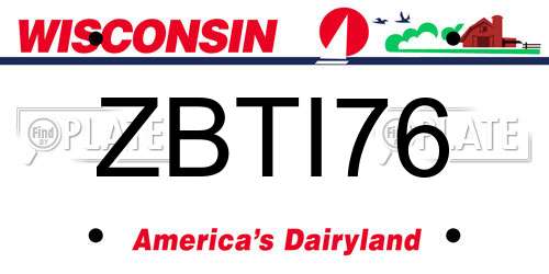 ZBTI76 Wisconsin License Plate