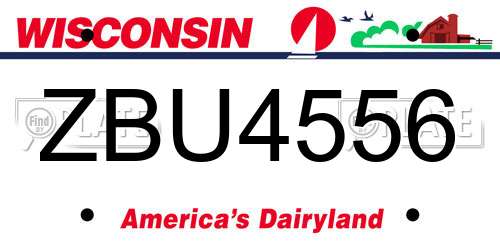 ZBU4556 Wisconsin License Plate