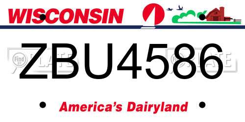 ZBU4586 Wisconsin License Plate