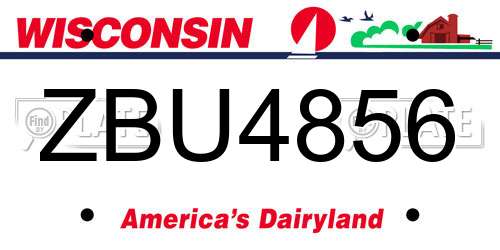 ZBU4856 Wisconsin License Plate