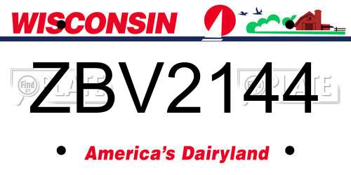 ZBV2144 Wisconsin License Plate