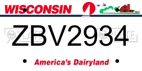 ZBV2934 Wisconsin License Plate