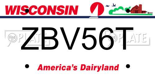 ZBV56T Wisconsin License Plate
