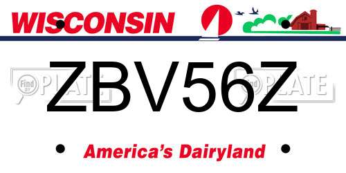 ZBV56Z Wisconsin License Plate
