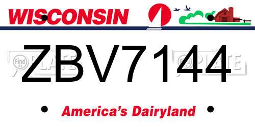 ZBV7144 Wisconsin License Plate
