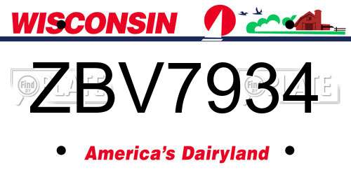 ZBV7934 Wisconsin License Plate