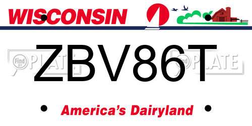 ZBV86T Wisconsin License Plate