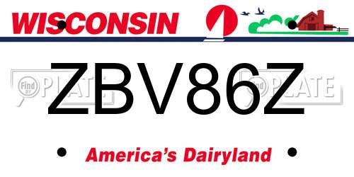 ZBV86Z Wisconsin License Plate