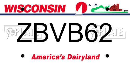 ZBVB62 Wisconsin License Plate