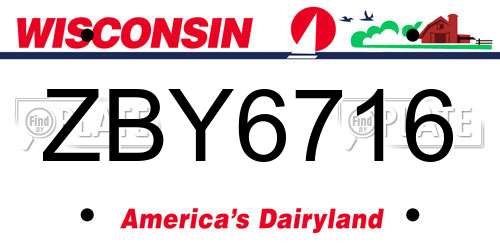 ZBY6716 Wisconsin License Plate