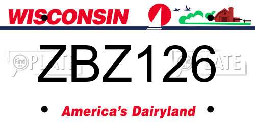ZBZ126 Wisconsin License Plate