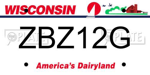 ZBZ12G Wisconsin License Plate