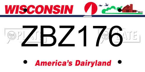 ZBZ176 Wisconsin License Plate