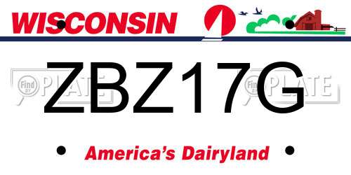 ZBZ17G Wisconsin License Plate