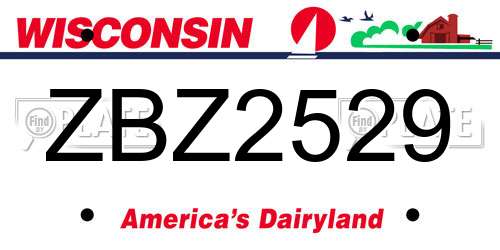 ZBZ2529 Wisconsin License Plate