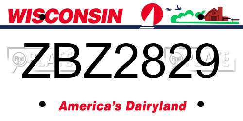 ZBZ2829 Wisconsin License Plate