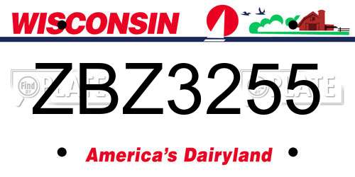 ZBZ3255 Wisconsin License Plate