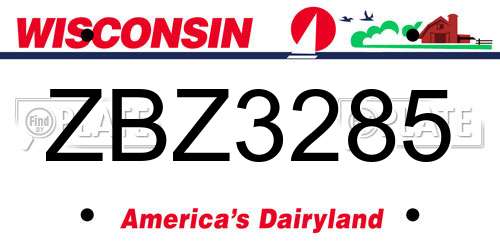 ZBZ3285 Wisconsin License Plate