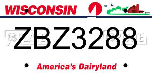 ZBZ3288 Wisconsin License Plate