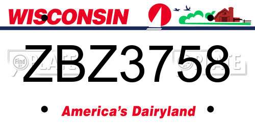 ZBZ3758 Wisconsin License Plate