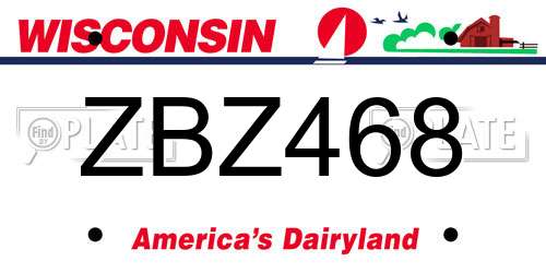ZBZ468 Wisconsin License Plate