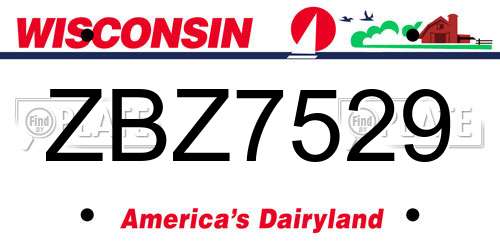 ZBZ7529 Wisconsin License Plate