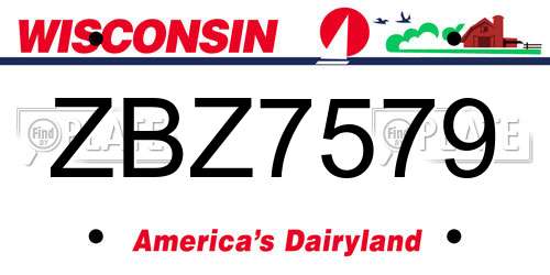 ZBZ7579 Wisconsin License Plate