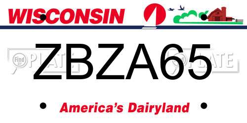 ZBZA65 Wisconsin License Plate