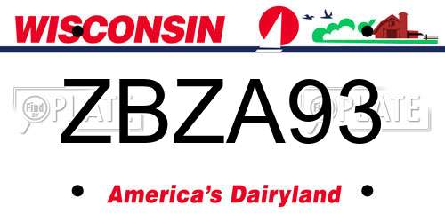 ZBZA93 Wisconsin License Plate