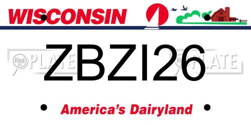 ZBZI26 Wisconsin License Plate