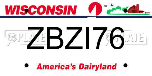 ZBZI76 Wisconsin License Plate