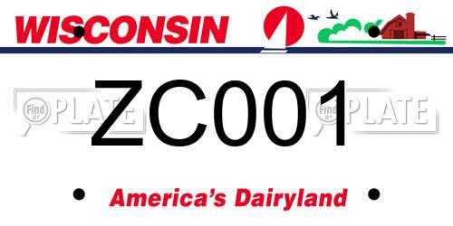 ZC001 Wisconsin License Plate