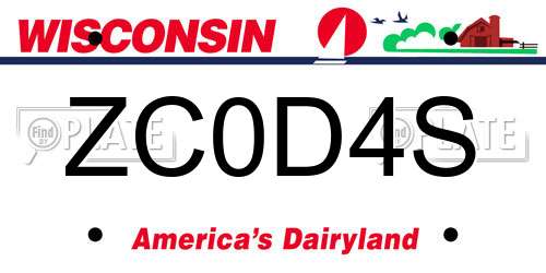 ZC0D4S Wisconsin License Plate