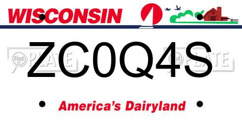 ZC0Q4S Wisconsin License Plate