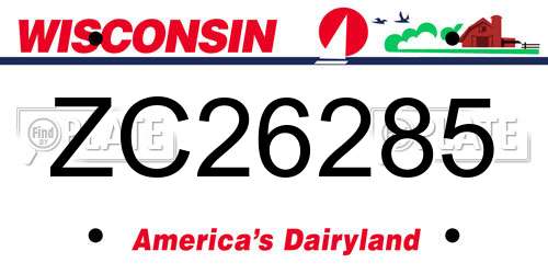 ZC26285 Wisconsin License Plate