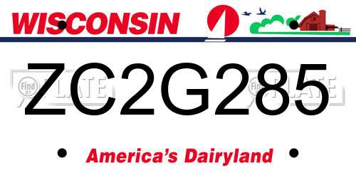 ZC2G285 Wisconsin License Plate