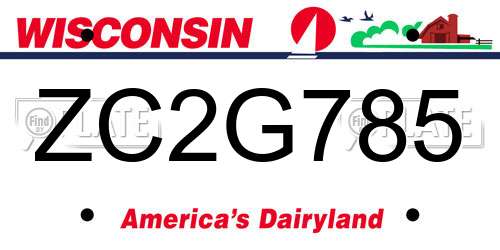 ZC2G785 Wisconsin License Plate