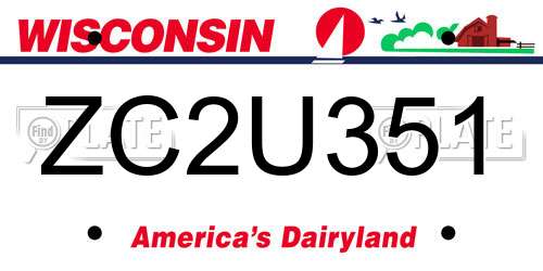 ZC2U351 Wisconsin License Plate