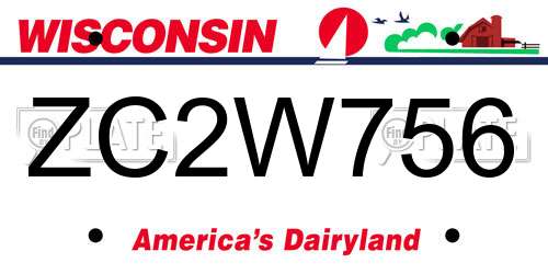 ZC2W756 Wisconsin License Plate