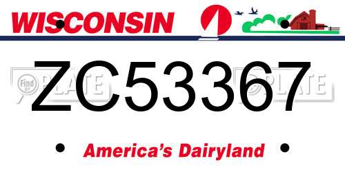 ZC53367 Wisconsin License Plate