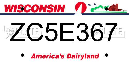 ZC5E367 Wisconsin License Plate