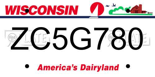 ZC5G780 Wisconsin License Plate