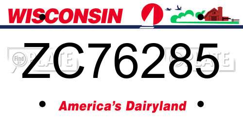 ZC76285 Wisconsin License Plate