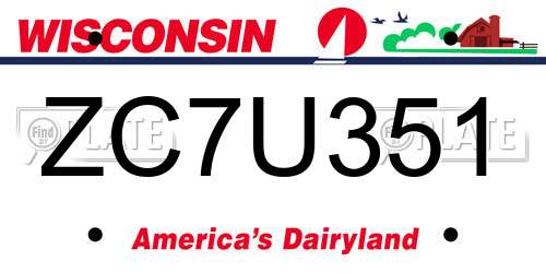 ZC7U351 Wisconsin License Plate