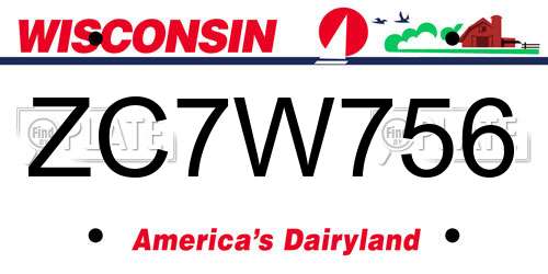 ZC7W756 Wisconsin License Plate