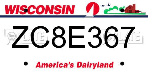 ZC8E367 Wisconsin License Plate