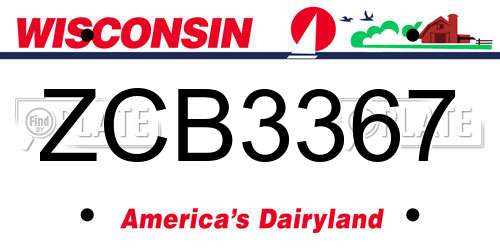 ZCB3367 Wisconsin License Plate