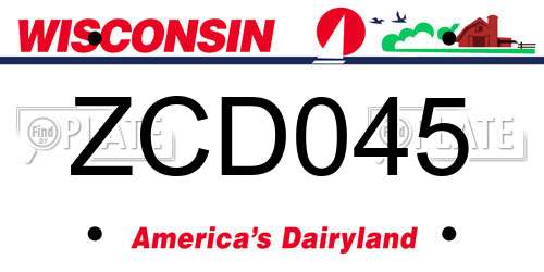 ZCD045 Wisconsin License Plate